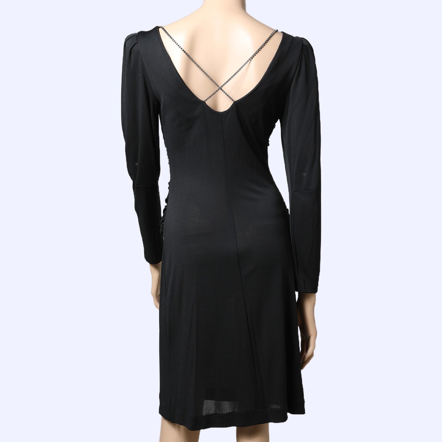 DIANE VON FURSTENBERG Black Rhinestone Back Vintage Long Sleeve Dress