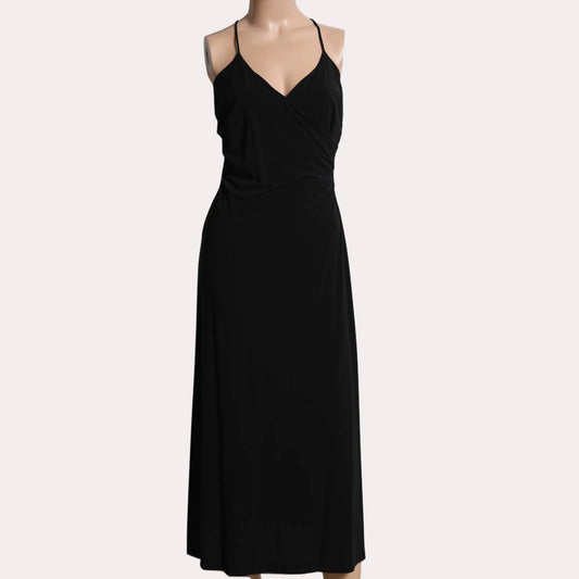 DIANE VON FURSTENBURG Black Wrap Sleeveless Vintage Midi Dress