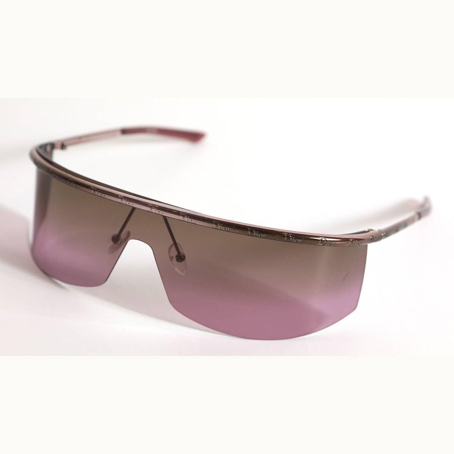 DIOR Purple Tinted Shield Sunglasses with Rose Gold Frame Vintage Y2K
