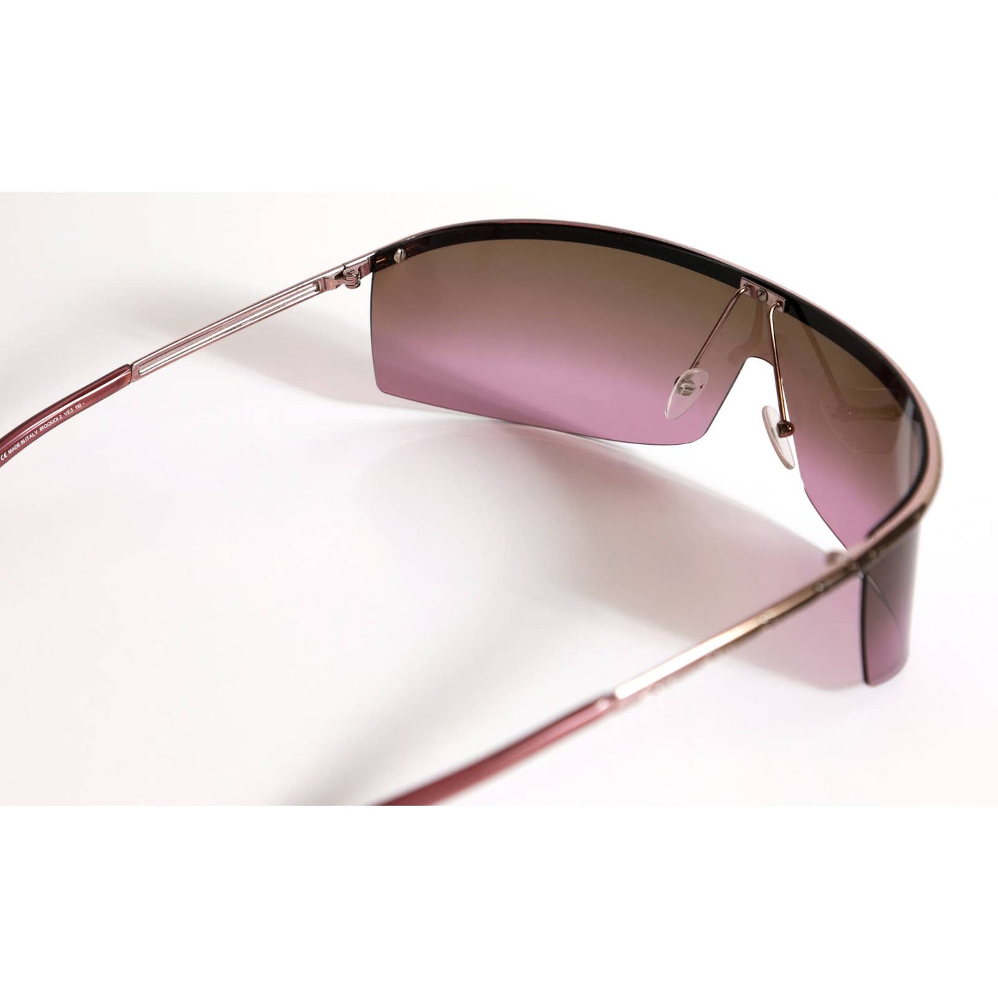 DIOR Purple Tinted Shield Sunglasses with Rose Gold Frame Vintage Y2K