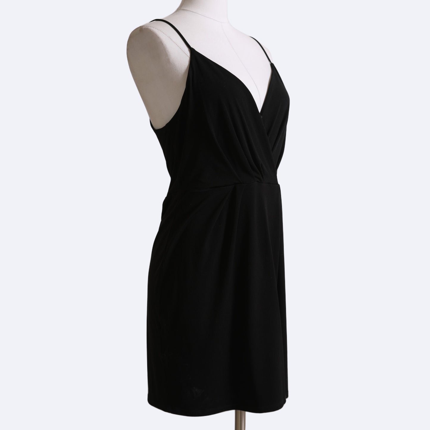 BCBGMAXAZRIA Black Wrap V-Neck Sleeveless Mini Dress