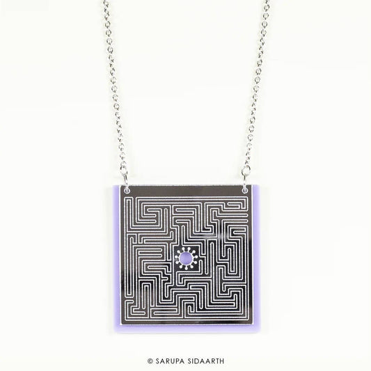 SARUPA SIDAARTH Silver and Lavender Acrylic Maze Necklace