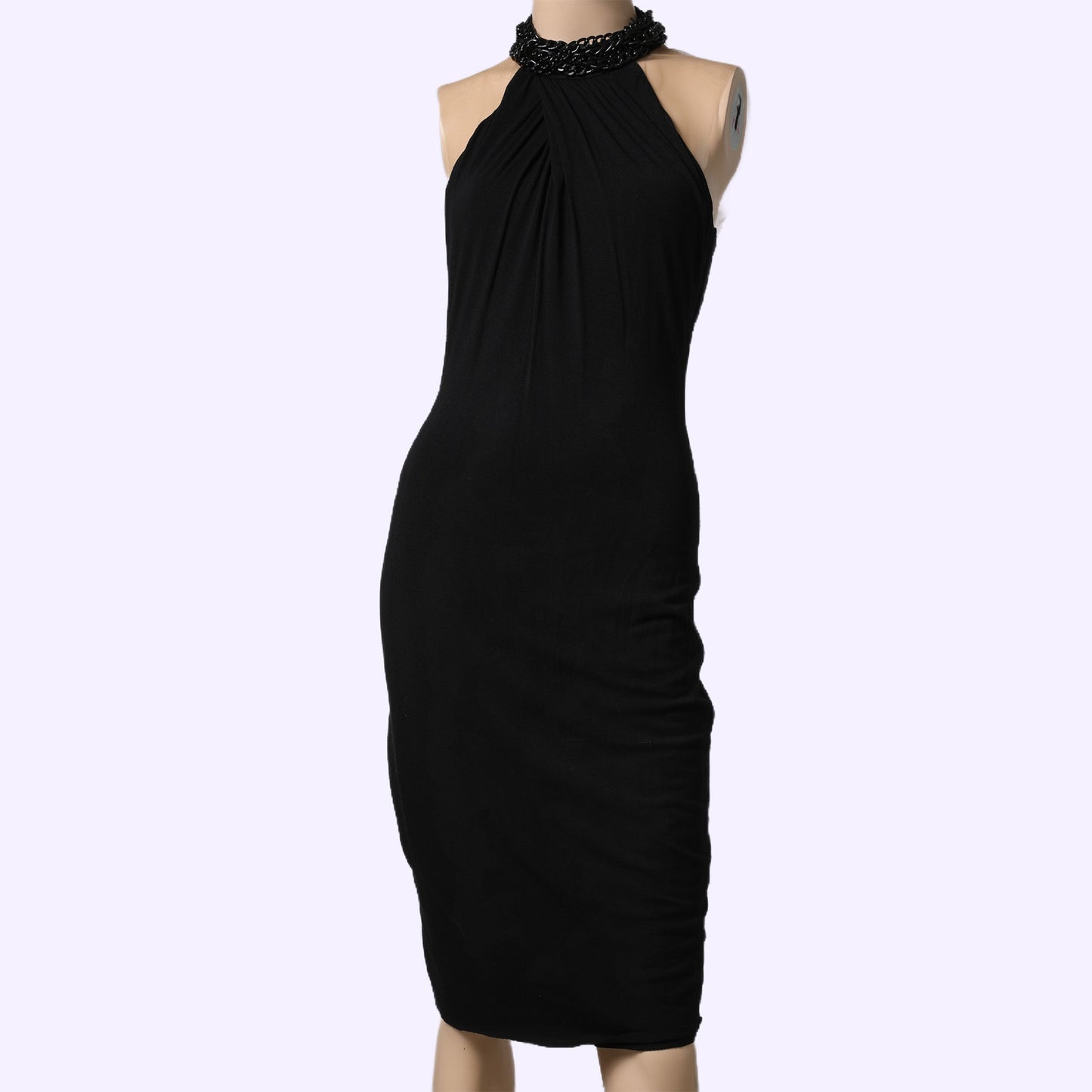 BAILEY44 Black Jersey Halter Chain Neck Dress