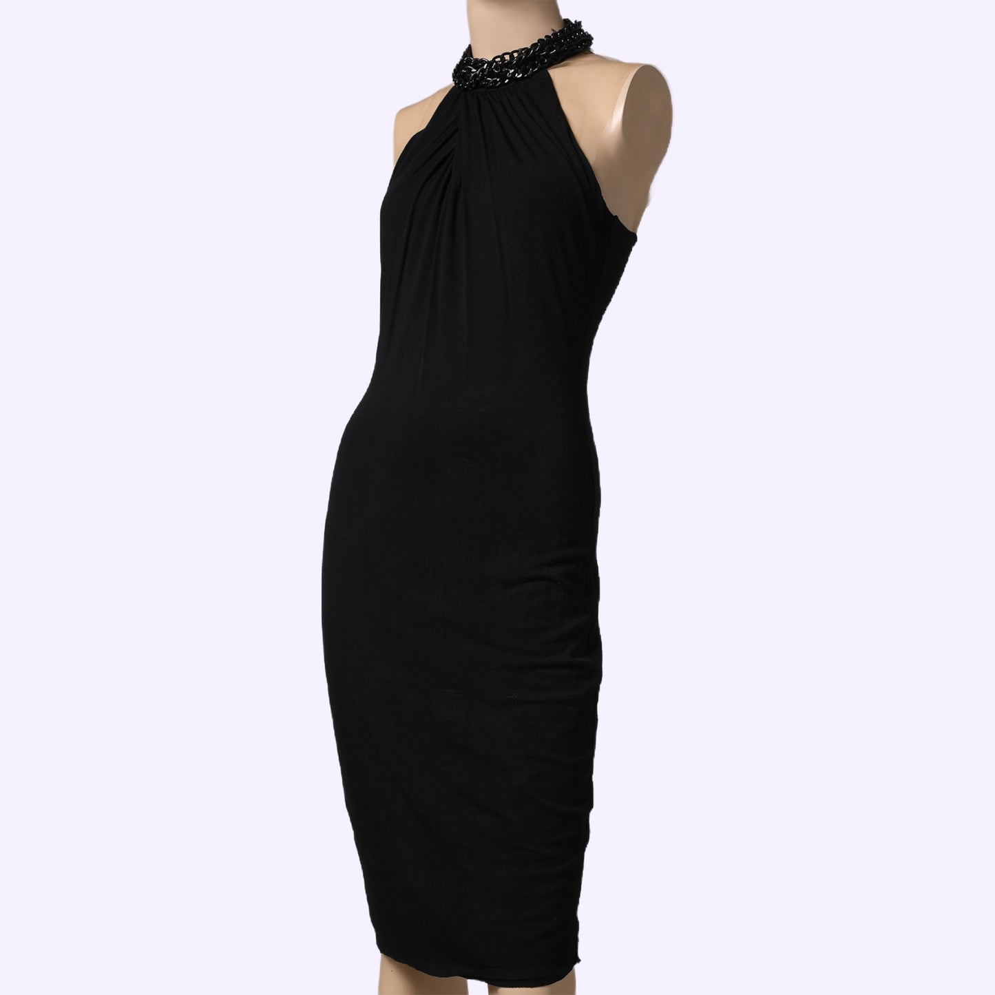BAILEY44 Black Jersey Halter Chain Neck Dress