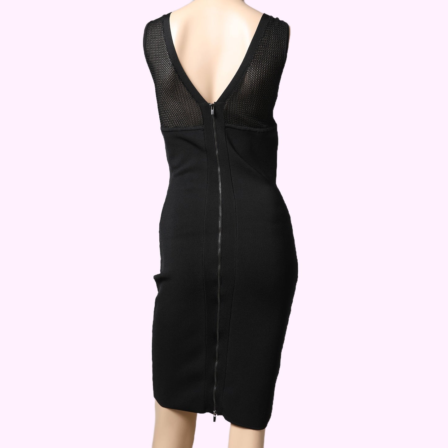 DIANE VON FURSTENBERG Black Sleeveless Bodycon Knit Dress