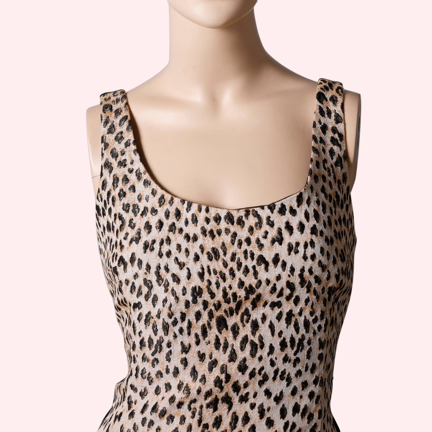 DIANE VON FURSTENBERG Animal Print with Black Back Sleeveless Knee Length Dress