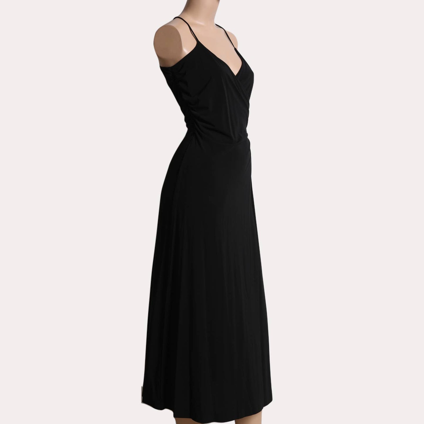 DIANE VON FURSTENBURG Black Wrap Sleeveless Vintage Midi Dress