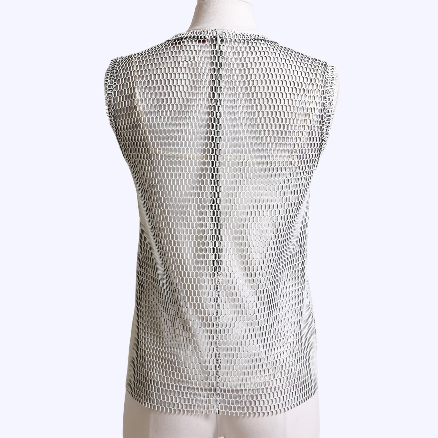 VIVIENNE TAM Black and White Netted Floral Tank