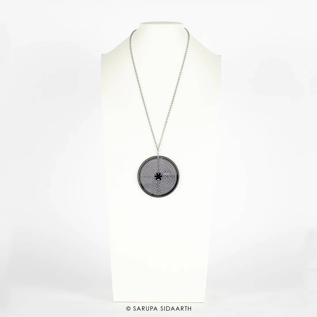 SARUPA SIDAARTH Silver and Black Acrylic Labyrinth Necklace