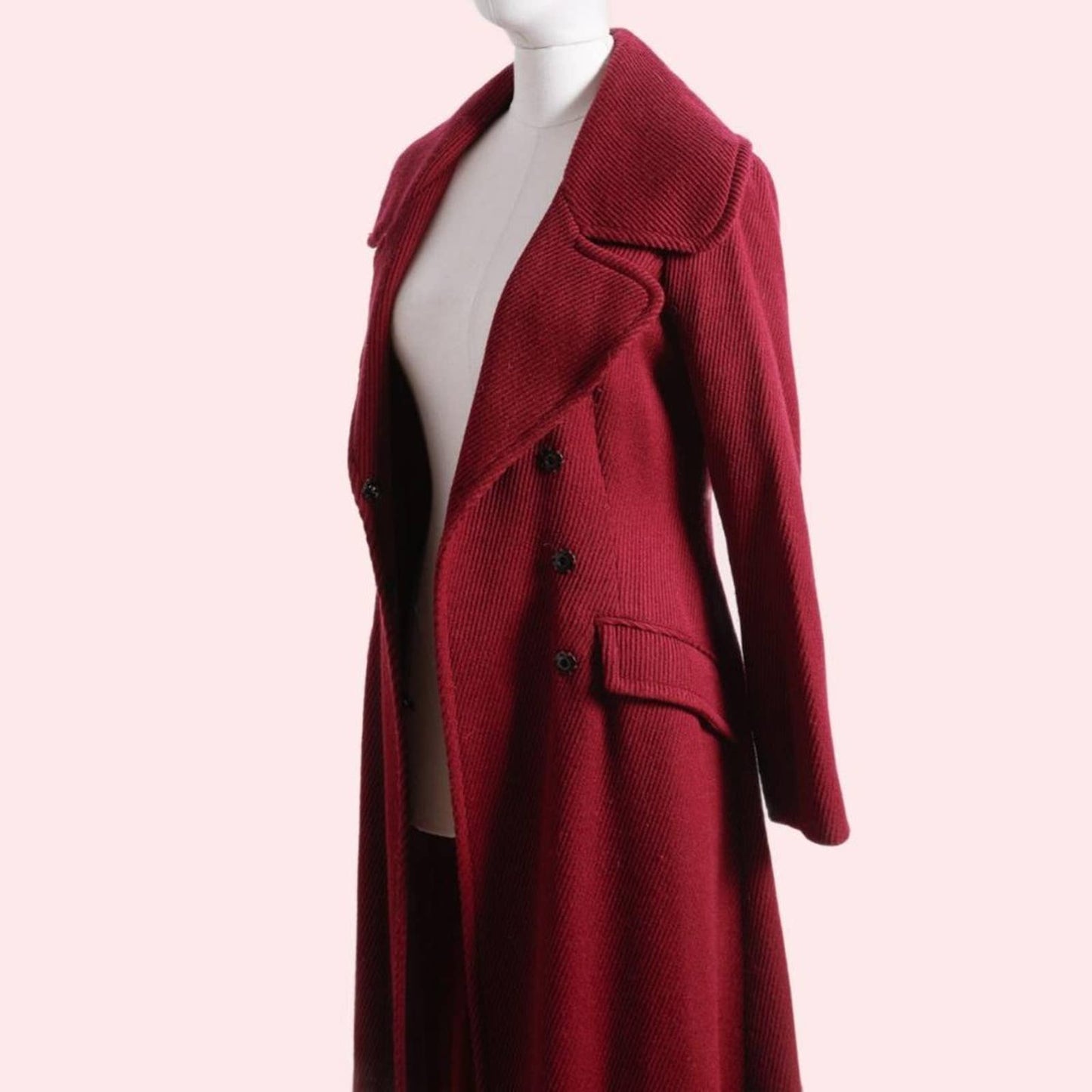 VIVIENNE TAM Crimson Red Wool Long Coat