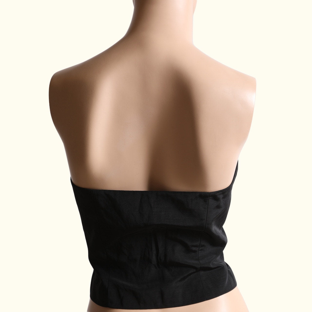 MARK EISEN Vintage Y2K Black Linen Blend Strapless Button Front Top