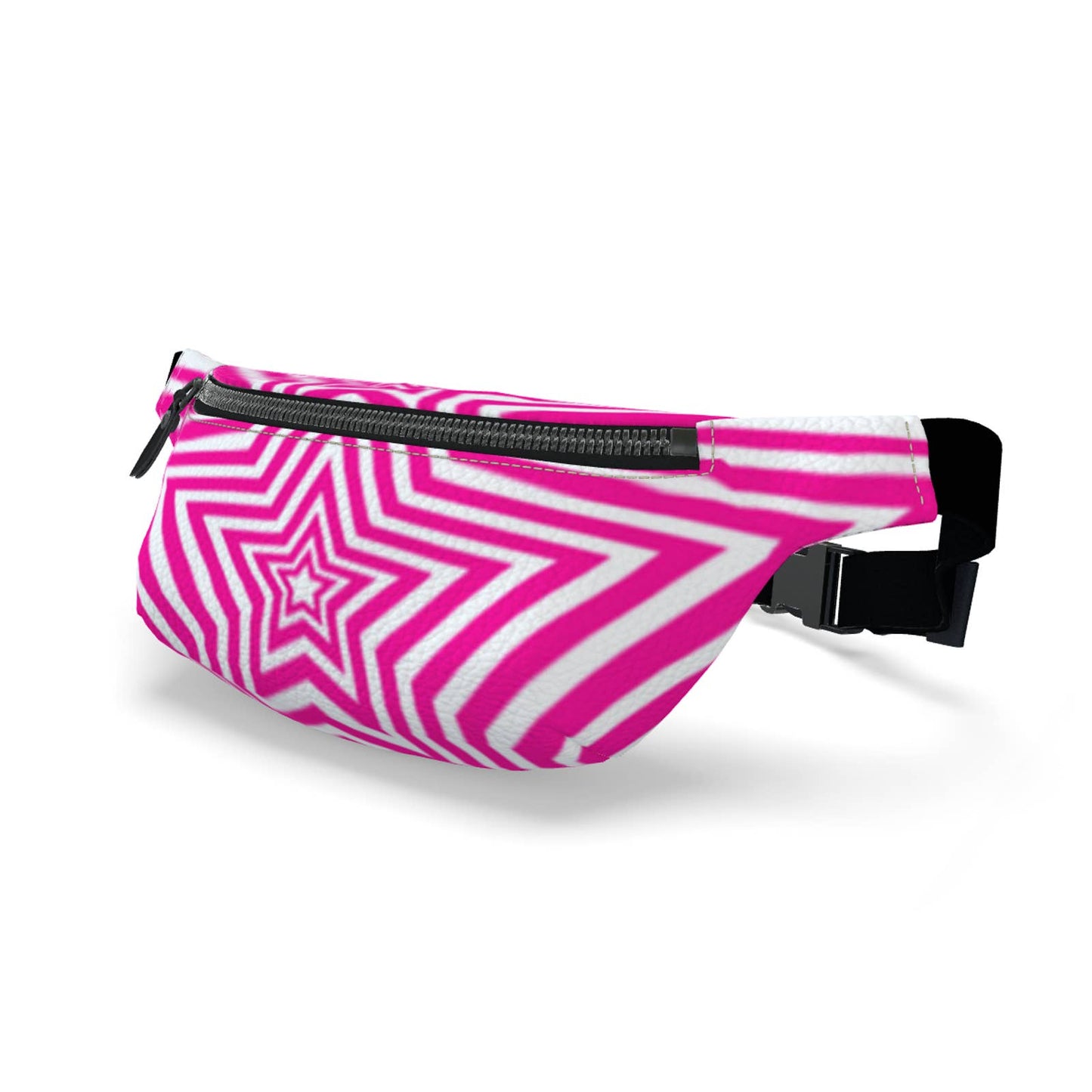 UNTITLED BOUTIQUE Pink and White Leather Star Fanny Pack - Limited Edition