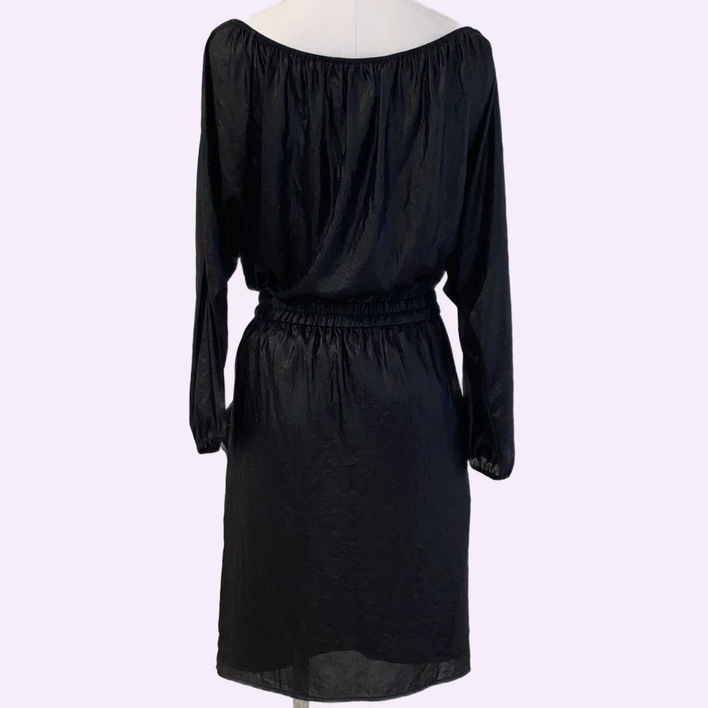 BCBGMAXAZRIA Long Sleeved Black Metallic Shimmery Dress