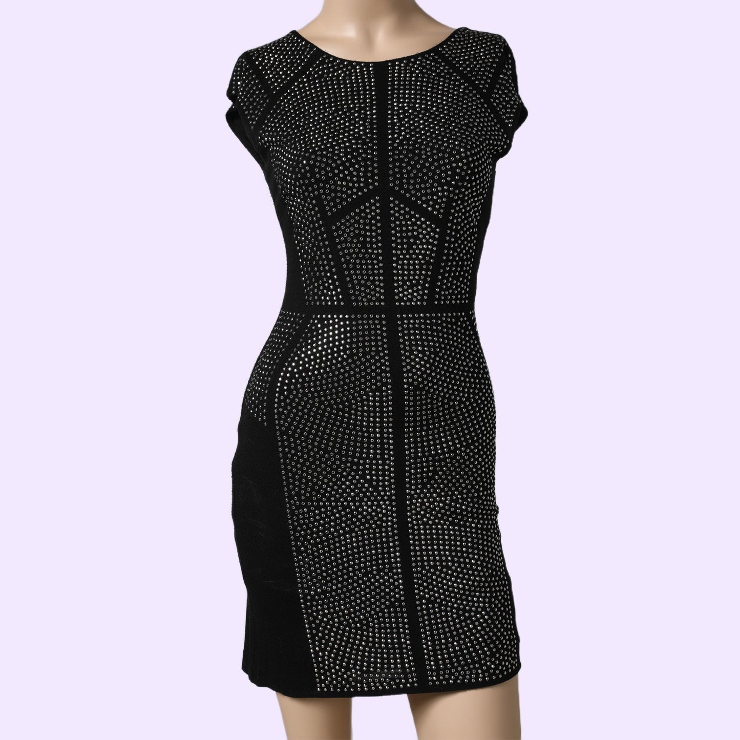 REBECCA TAYLOR Black Jersey Silver Studded Sleeveless Mini Dress