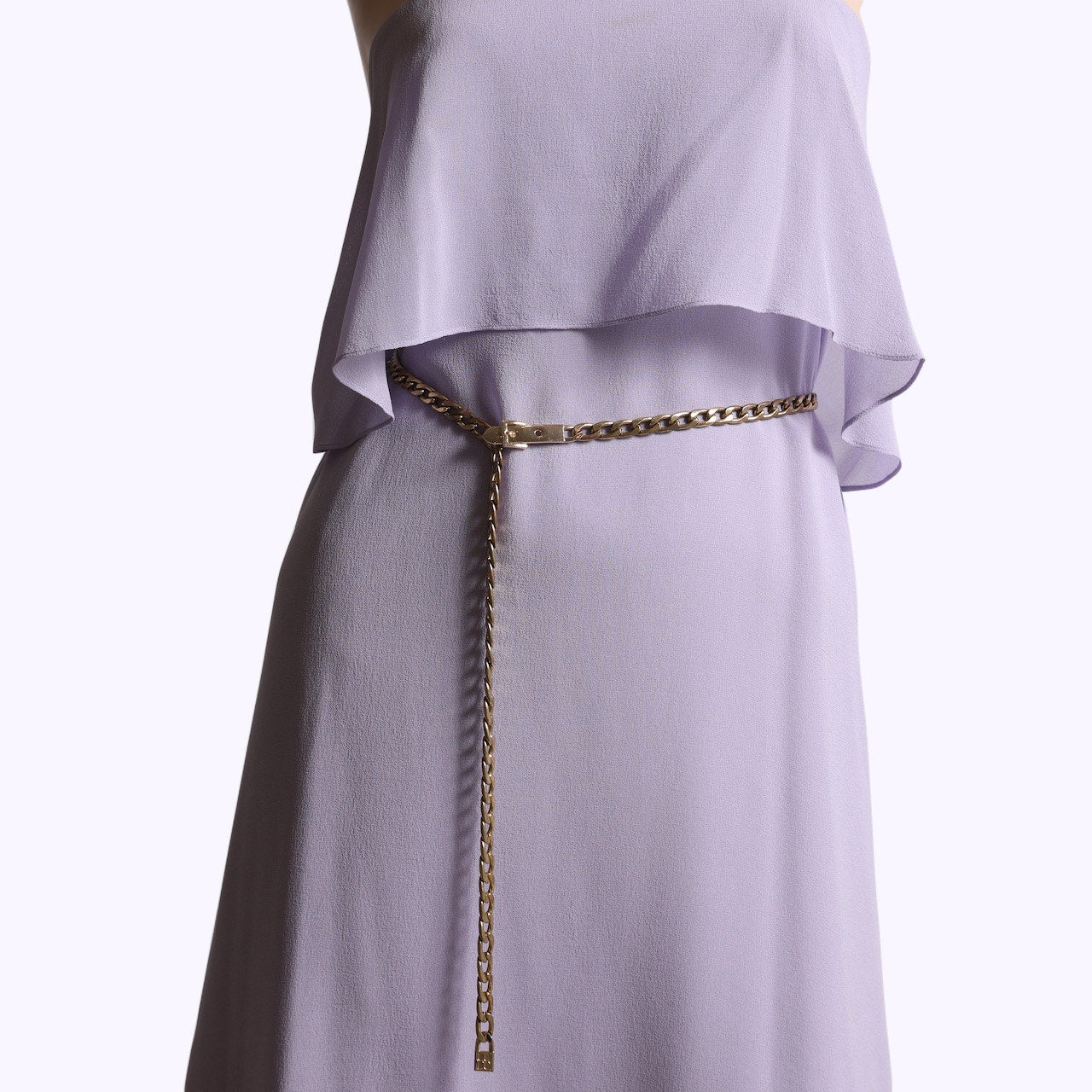 JOSEPH Vintage Lavender Silk Ruffle Overlay Knee Length Dress