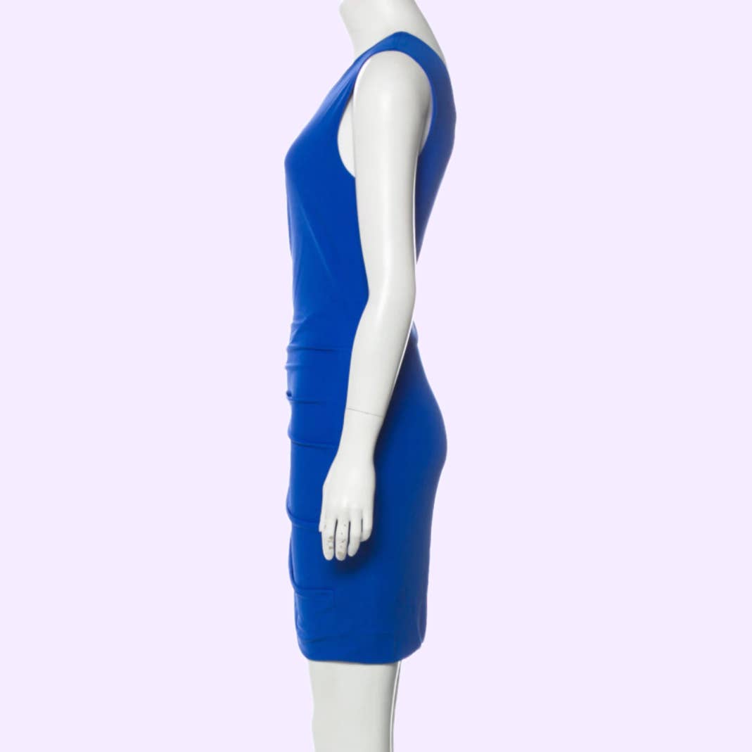 CUT25 BY YIGAL AZROUËL Cobalt Blue One Shoulder Bodycon Mini Dress