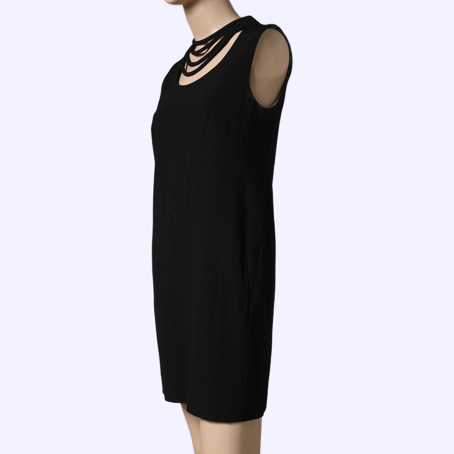 DIANE VON FURSTENBERG Black Sleeveless Necklace Detail Sheath Dress