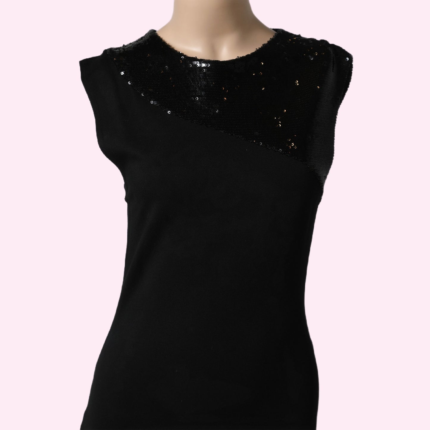 ALICE + OLIVIA Black Sequin Embellished Sleeveless Mini Dress