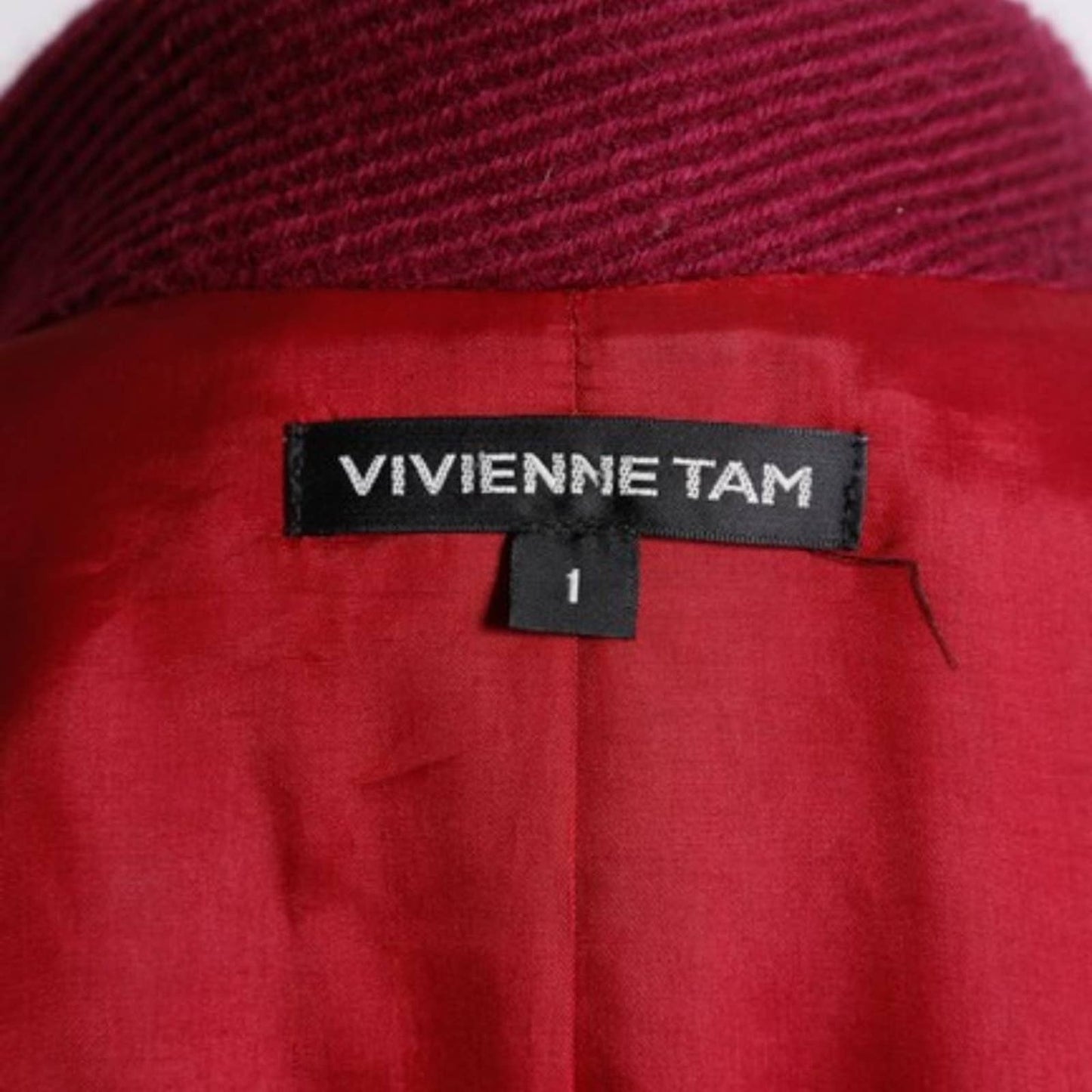 VIVIENNE TAM Crimson Red Wool Long Coat