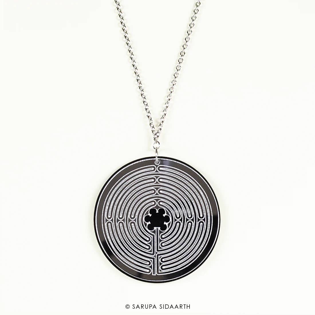 SARUPA SIDAARTH Silver and Black Acrylic Labyrinth Necklace