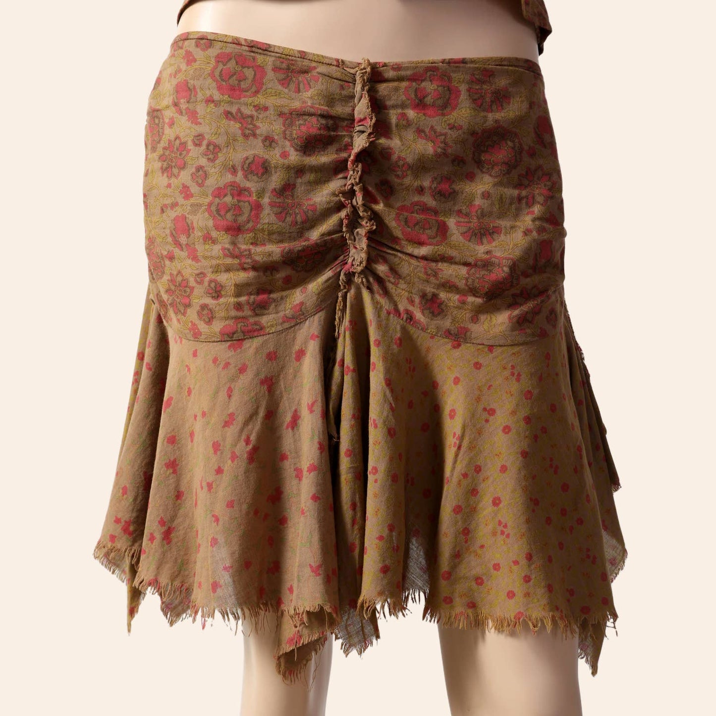PLEIN SUD JEANS Vintage Brown and Red Floral Print Mini Skirt Set