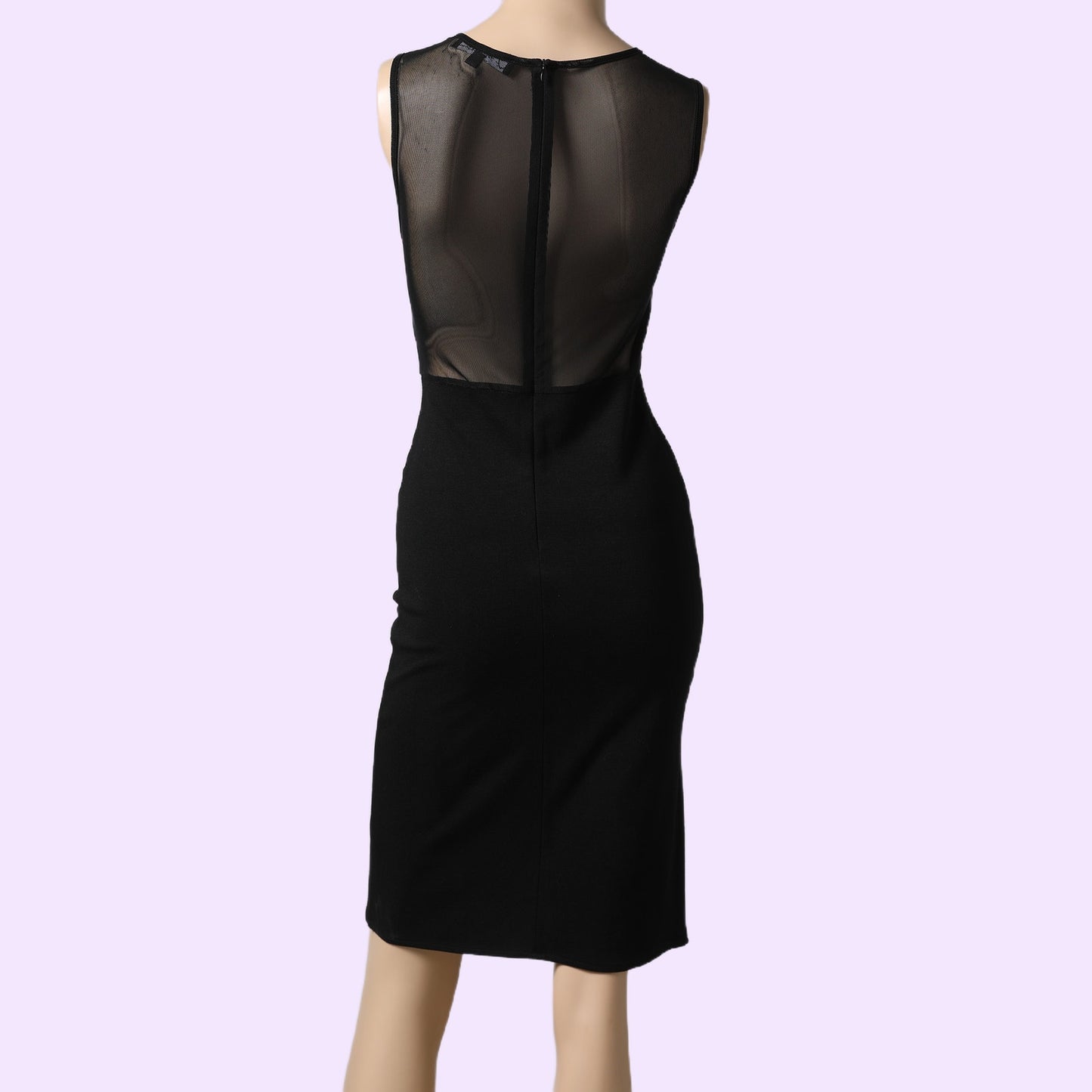 FOR LOVE & LEMONS Black Mesh Illusion Neckline Sleeveless Dress