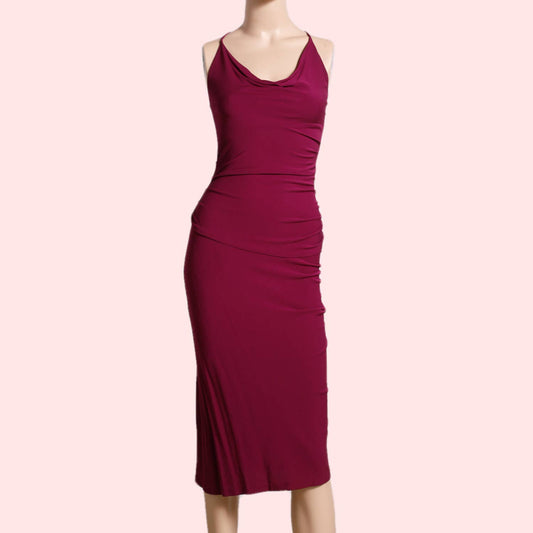 DIANE VON FURSTENBERG Magenta Pink Sleeveless Midi Dress