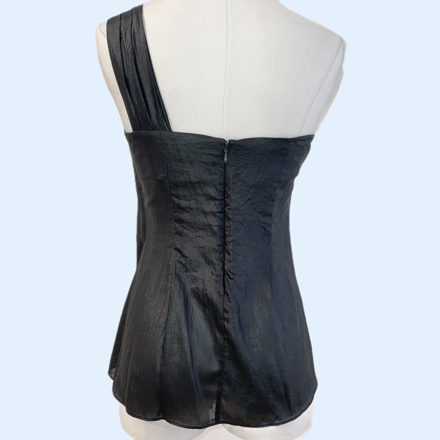 BCBGMAXAZRIA Black Metallic One Shoulder Top