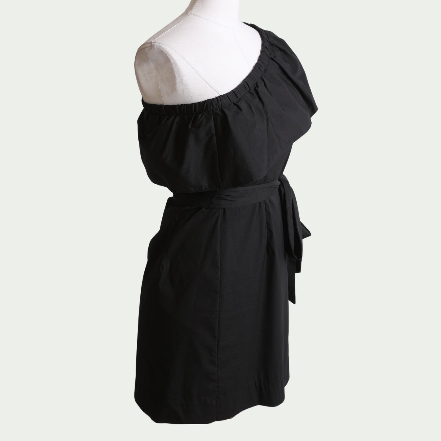 MILLY Black One Shoulder Ruffle Dress