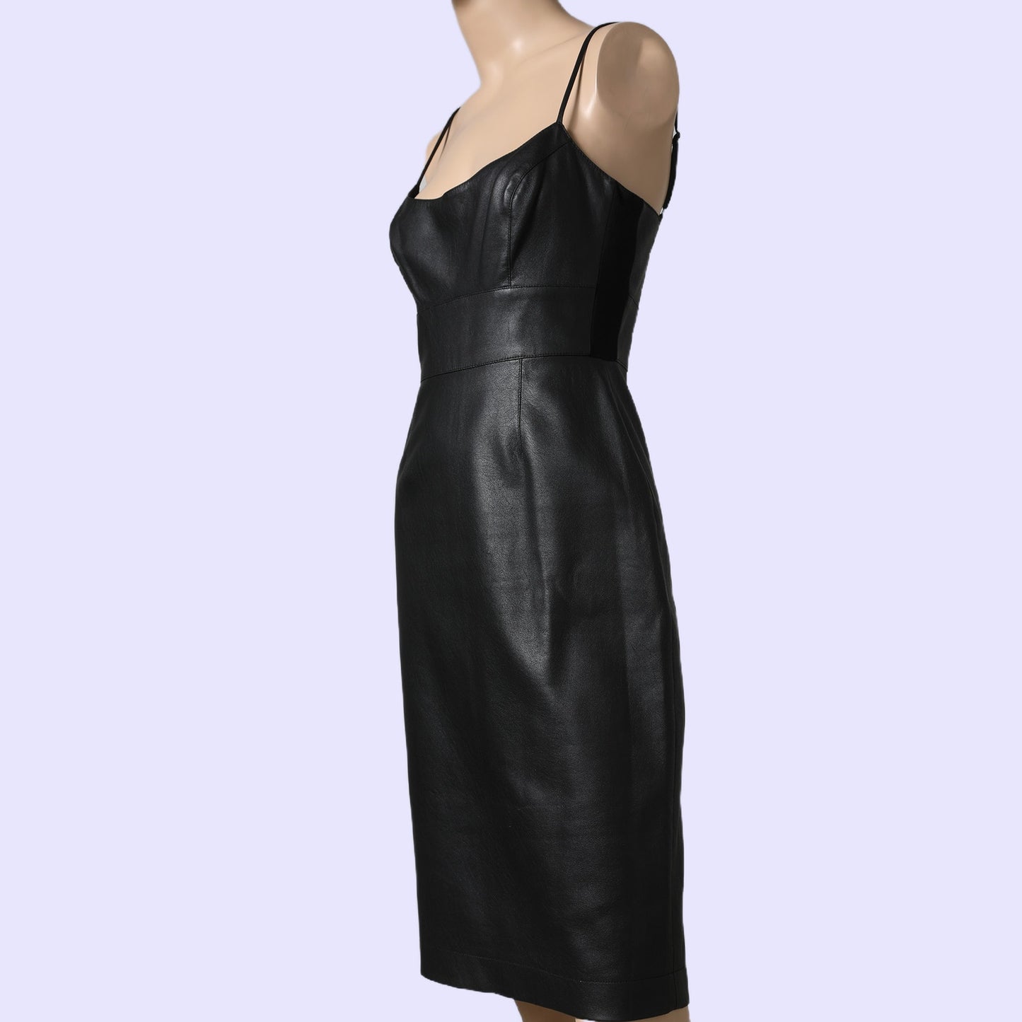 BCBGMAXAZRIA Black Vegan Leather Midi Pencil Dress