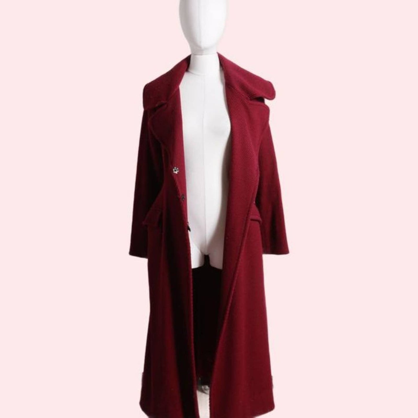 VIVIENNE TAM Crimson Red Wool Long Coat