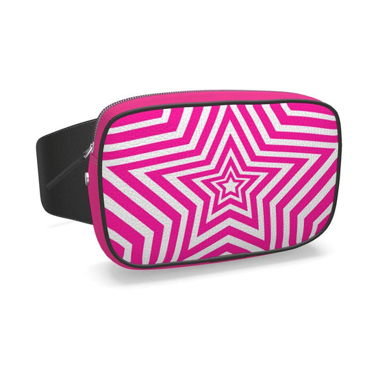 UNTITLED BOUTIQUE Pink and White Leather Star Belt Bag - Limited Edition