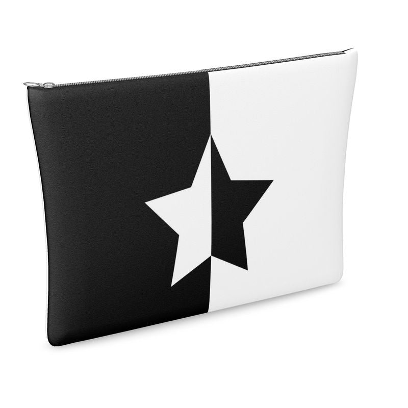 UNTITLED BOUTIQUE Black and White Leather Yin-Yang Star Clutch Bag - Limited Edition