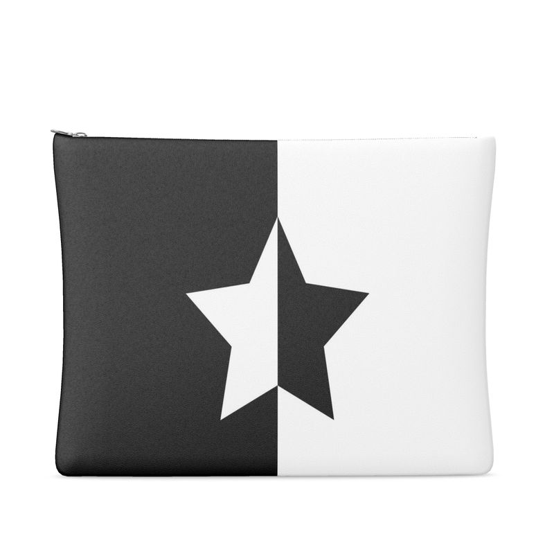 UNTITLED BOUTIQUE Black and White Leather Yin-Yang Star Clutch Bag - Limited Edition