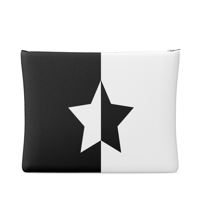 UNTITLED BOUTIQUE Black and White Leather Yin-Yang Star Clutch Bag - Limited Edition