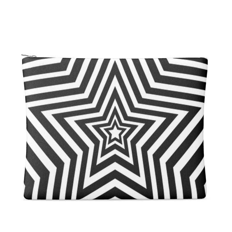 UNTITLED BOUTIQUE Black and White Leather Star Clutch Bag - Limited Edition