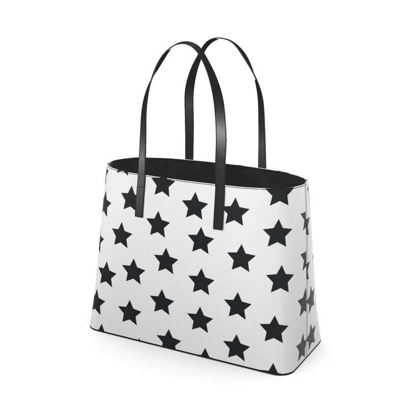 UNTITLED BOUTIQUE White Kika Leather Constellation Stars Tote Bag - Limited Edition