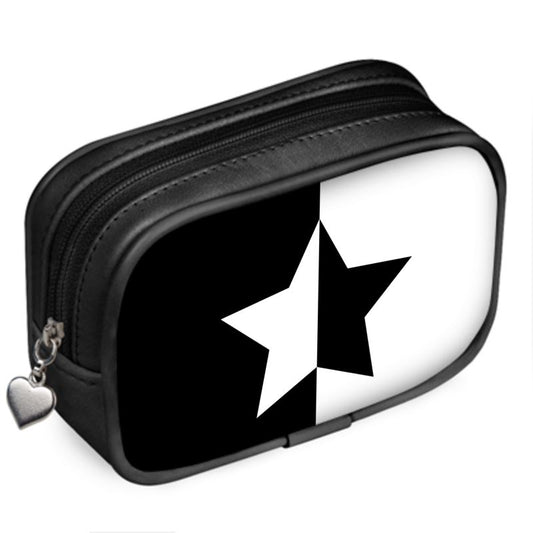 UNTITLED BOUTIQUE Black and White Leather Yin-Yang Star Pouch