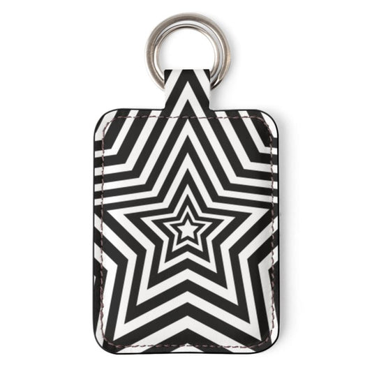UNTITLED BOUTIQUE Black and White Leather Stars Keyring