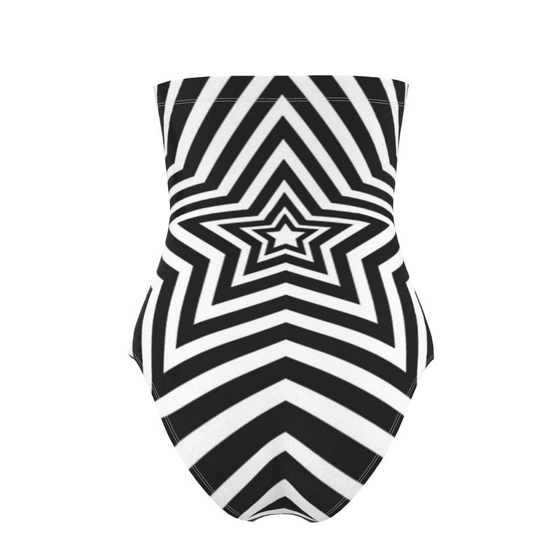 UNTITLED BOUTIQUE Black and White Lycra Stars Strapless Swimsuit - Limited Edition