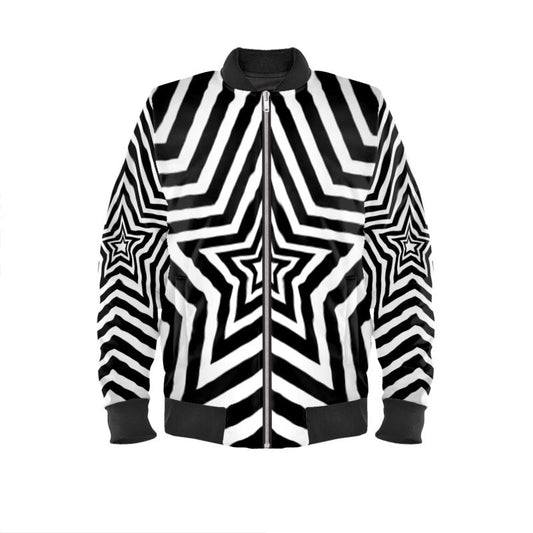 UNTITLED BOUTIQUE Black and White Women Jersey Star Bomber Jacket - Limited Edition