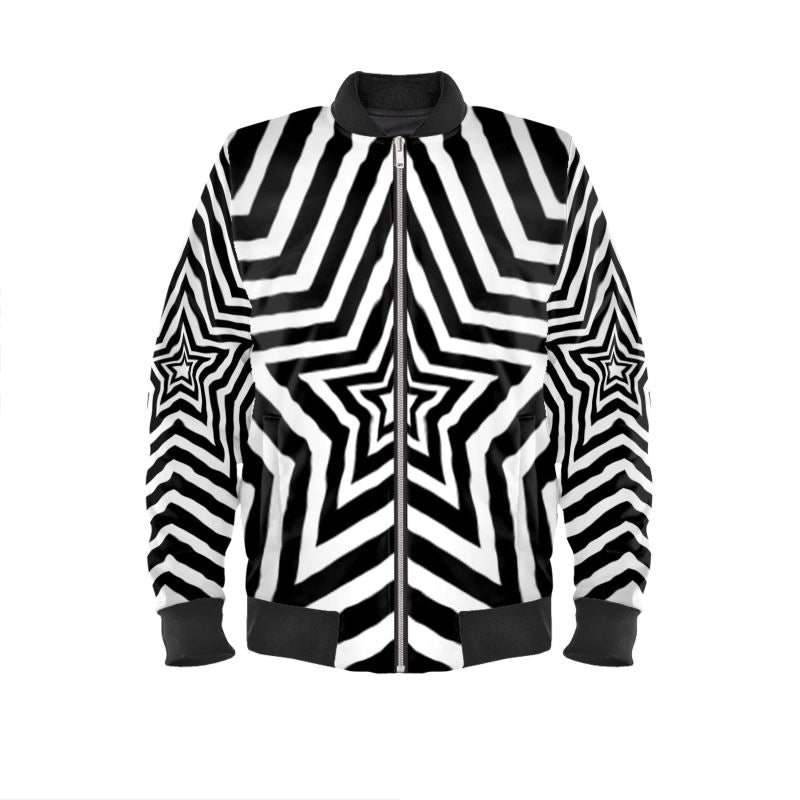 UNTITLED BOUTIQUE Black and White Women Jersey Star Bomber Jacket - Limited Edition