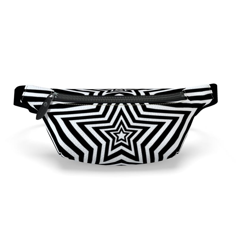 UNTITLED BOUTIQUE Black and White Leather Star Fanny Pack - Limited Edition