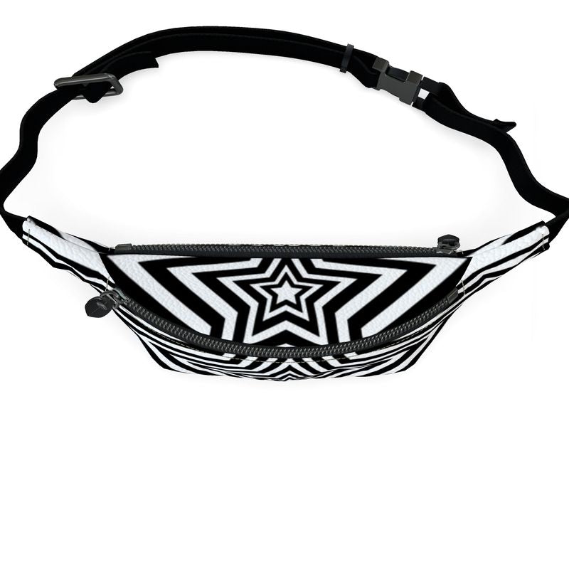 UNTITLED BOUTIQUE Black and White Leather Star Fanny Pack - Limited Edition