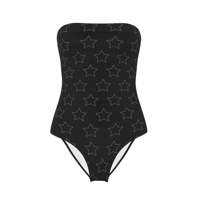 UNTITLED BOUTIQUE Black Lycra Constellation Stars Strapless Swimsuit - Limited Edition