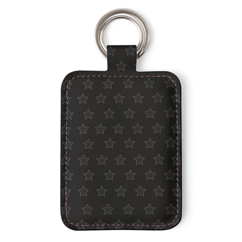 UNTITLED BOUTIQUE Black Leather Stars Keyring