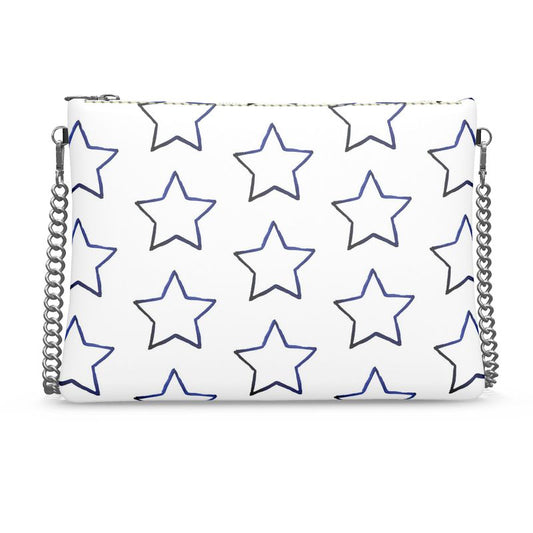 UNTITLED BOUTIQUE White Leather Star Crossbody Bag with Silver Chain - Limited Edition