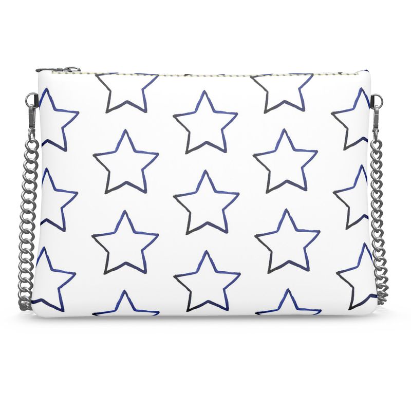 UNTITLED BOUTIQUE White Leather Star Crossbody Bag with Silver Chain - Limited Edition