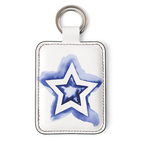 UNTITLED BOUTIQUE White and Blue Leather Stars Keyring