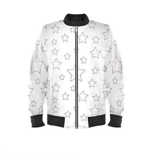 UNTITLED BOUTIQUE White Jersey Women Star Bomber Jacket - Limited Edition